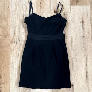 Paper Crown Black Fitted Backless Mini Dress with Grosgrain Bow Detail, Size 6